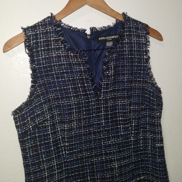 KARL LAGERFELD Blue Tweed Dress - Picture 6 of 7